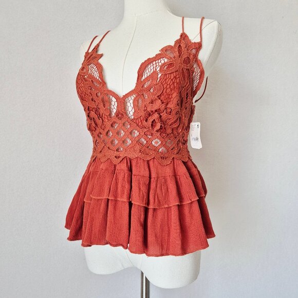 NWT Free People Intimately Adella Cami Top Lace Gauze Smock Winding Roads - Picture 3 of 16